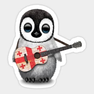 Baby Penguin Playing Georgian Flag Guitar Sticker